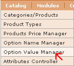 Choose 'Catalog' > 'Option Value Manager' from drop-down menu