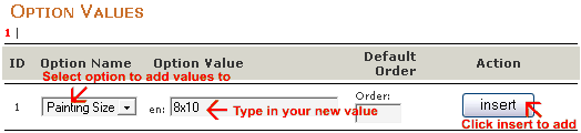 Add values to your attribute value here
