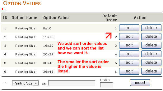 Sorted option values